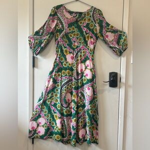 Floral Patterned Dress - Green, Pink, Yellow